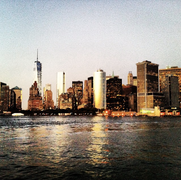 Manhattan view from Staten Island Ferry